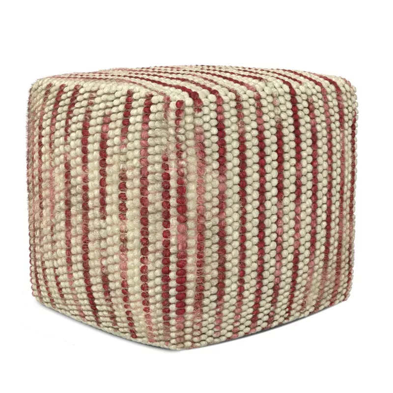 Zoey Cube Pouf in Maroon Maroon